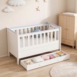 3-in-1 Convertible Cot Bed White Baby Nursery Crib Toddler Bed 140x66cm Mattress