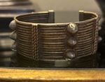 Ethiopian Vintage Silver Colored Bracelet Cuff Studded Boho African 3”