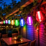 Multicolour 30 LED Solar Powered Retro Bulb String Lights Garden Outdoor Lamp UK