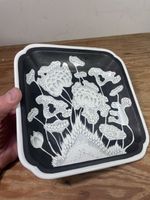 Andrea By Sadek Made In Japan 9439 Octagonal Plate Black White Floral