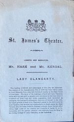 VICTORIAN THEATRE PROGRAMME. "Lady Clancarty" at St. James's Theatre 1887.