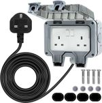 Outdoor Double Plug Socket 1m - 30m Outside Extension Lead Waterproof IP66 UK