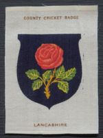 LANCASHIRE County Cricket Badge 1921 Godfrey Phillips ANON SILK