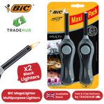 BIC Mega Standard Utility Lighter Black, Reliable & Safe for All Uses Pack of 2