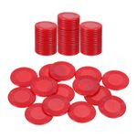 64Pcs 0.9" Plastic Poker Chips, Bingo Chips Learning Counters, Red, Pattern