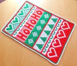NEW Crocheted Baby Blanket 'Ho Ho Ho' - Red, White & Green - 33.5" x 25.25"