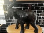 Vintage Leather Wrapped Elephant 14” To Top Of Trunk