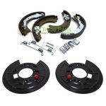 FITS DISCOVERY 3 & 4 REAR HANDBRAKE SHOES & BACK PLATES MUD SHIELDS KIT