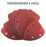 6 Hole Red Triangle Sanding Discs Hook & Loop Sandpaper 40# - 1000# 140x98x90mm