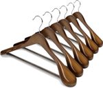 Wooden Suit Coat Hangers Adult Walnut Wood Broad Ends Heavy Duty Clothes Hanger