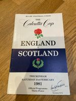 Rugby programme England v Scotland 1981