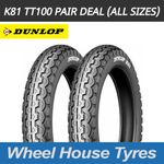 Dunlop K81 TT100 Motorcycle Tyre Pair Deal
