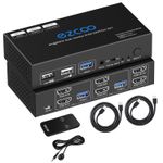 2-Port Dual Monitor HDMI KVM Switch 4K@60Hz USB 3.0 Hotkey Switching HDCP 2.3
