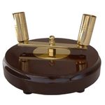 Solid Wood Ceremonial Flagpole Base with Brass Holder, Twin Pole