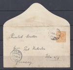 WESTERN AUSTRALIA 1905 2d YELLOW PS ENVELOPE  ADDRESSED TO GERMANY   H&G B2a