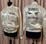 MADONNA Size S Who’s That Girl Jacket White Satin Bomber Lined Celebration Tour