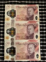 3 New Uncirculated £50 Pound Note King Charles III Polymer Mint