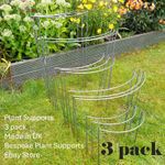 Plant Supports Metal 3 pack in 6mm solid steel Curved Type Made in UK Seen on TV