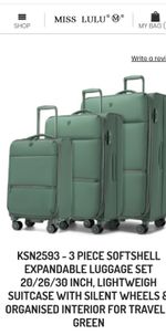 KSN2593 - 3 Piece Softshell Expandable Luggage Set 20/26/30 Inch, Lightweight