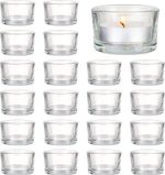 Set of 24 Circle Tea Light Candle Holders Clear Glass Design Stylish Decor  