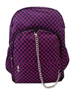 CHECKER BLACK PURPLE Backpack Rucksack School Small Check EMO GOTH Laptop Bag