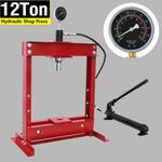 12 Ton Hydraulic Shop Press with Gauge Heavy Duty H-Frame Workshop Garage Tool