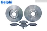 DELPHI Front 2x Brake Discs + Brake Pad Set For Disc Brake Fits Ford Fiesta