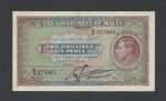 MALTA 2/6 note 1940 KGVI Krause 18 Banknotes