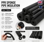 Self-Seal Pipe Insulation Lagging Foam Covers Black | All Pipe Sizes 1.7M
