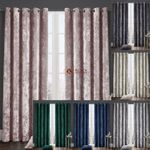 Luxury Crushed Velvet Curtains Pair Eyelet Ring Top Fully Lined Ready Made New