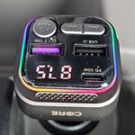 Bluetooth car FM transmitter with USB-C PD fast charging & dual USB ports