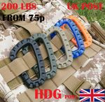 TACTICAL CARABINER 200 POUND D SHAPE CLIP HOOK ARMY MOLLE PLCE BUSHCRAFT PLASTIC