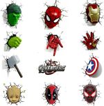 Marvel Avengers 3D Wall Light Spider-man Hulk Iron Man Captain America Thor 3DFX