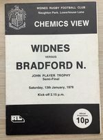 RUGBY LEAGUE PROGRAMME JOHN PLAYER TROPHY SEMI FINAL WIDNES v BRADFORD 1979