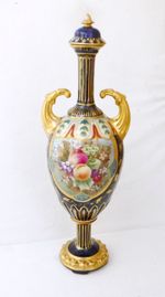 Dresden Rudolstadt Cobalt & Gilt Covered Vase