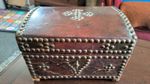 Antique studded leather box. Good/Fair Condition