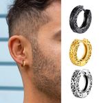 2pcs Stainless Steel Norwegian Viking Rune Hoop Earrings For Men Woman Unisex