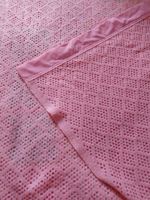 Vintage Pink Diamond Waffle Weave Satin Trim Edge Wool? Blanket 237 x 193cm 