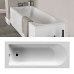 Nuie Barmby Modern Single Ended Straight Bath Tub Bathroom Lucite Acrylic White