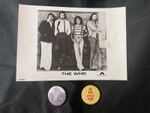 'The Who' photograph- rare Polydor ‘78 promo pic for 'Who Are You' LP + 2 badges