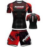 Venum Fitness Suit Men Boxing Quick-Dry Muay Thai Short Sleeves T-Shirt Shorts