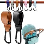 1/2X Leather Buggy Clips Pram Hooks for Bags Baby Pushchair Clips Stroller Hooks