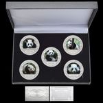 5pc China Panda Endangered Animals Coin Set W/Display Box & Certificate Gift
