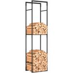 Outsunny Metal Firewood Log Holder, Firewood Rack with Adjustable Shelf
