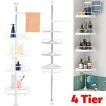 4 Tier Telescopic Bathroom Wall Corner Shelf Rack Shower Caddy Storage Organizer