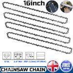 4 Pack 16 Inch Chainsaw Saw Chain Blade Pitch 3/8LP 0.050 Gauge 57DL Drive Links