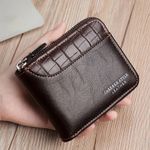 Mens Wallet with Zipper Genuine Leather Purse RFID Blocking Bifold Coin Pocket