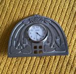 Ortak Scotland Silver Metal Analogue Desk Clock Arch Shape Arabic Numerals