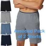 Mens 2 Pack M&S Shorts Cotton Jersey Pyjama Loungewear Contrast Stretch Pants