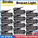 12x 4 LED Recovery Strobe Flashing Truck Beacon Grille Light Lightbar Amber Lamp